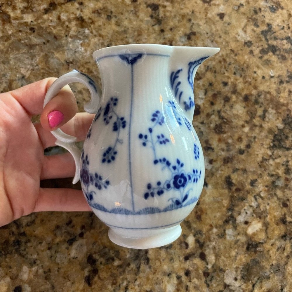 Blue and White Floral Heinrich German 4” pitcher